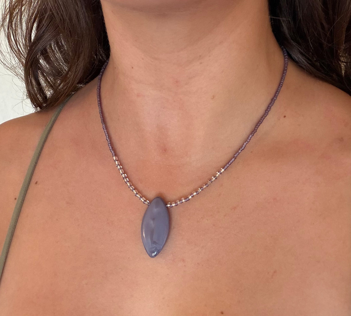 1920s Glass Pendant purple necklace