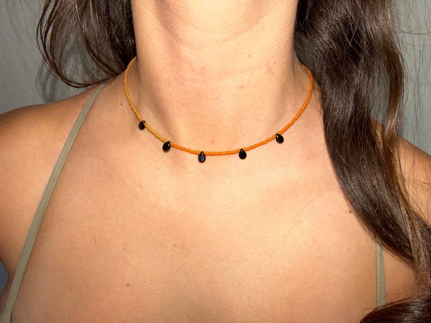 Orange Grasshoper Necklace