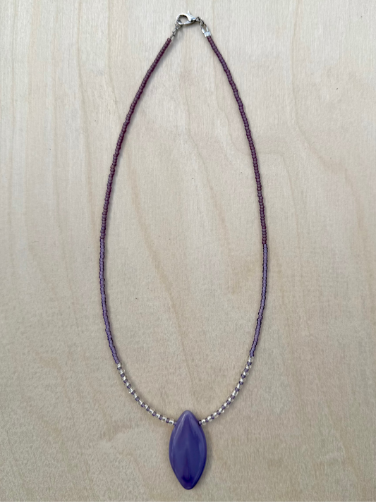 1920s Glass Pendant purple necklace